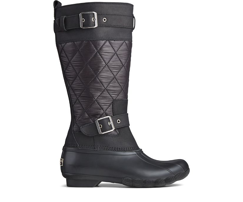 Sperry Saltwater Tall Nylon Duck Boots - Women's Duck Boots - Black [IK4506138] Sperry Ireland